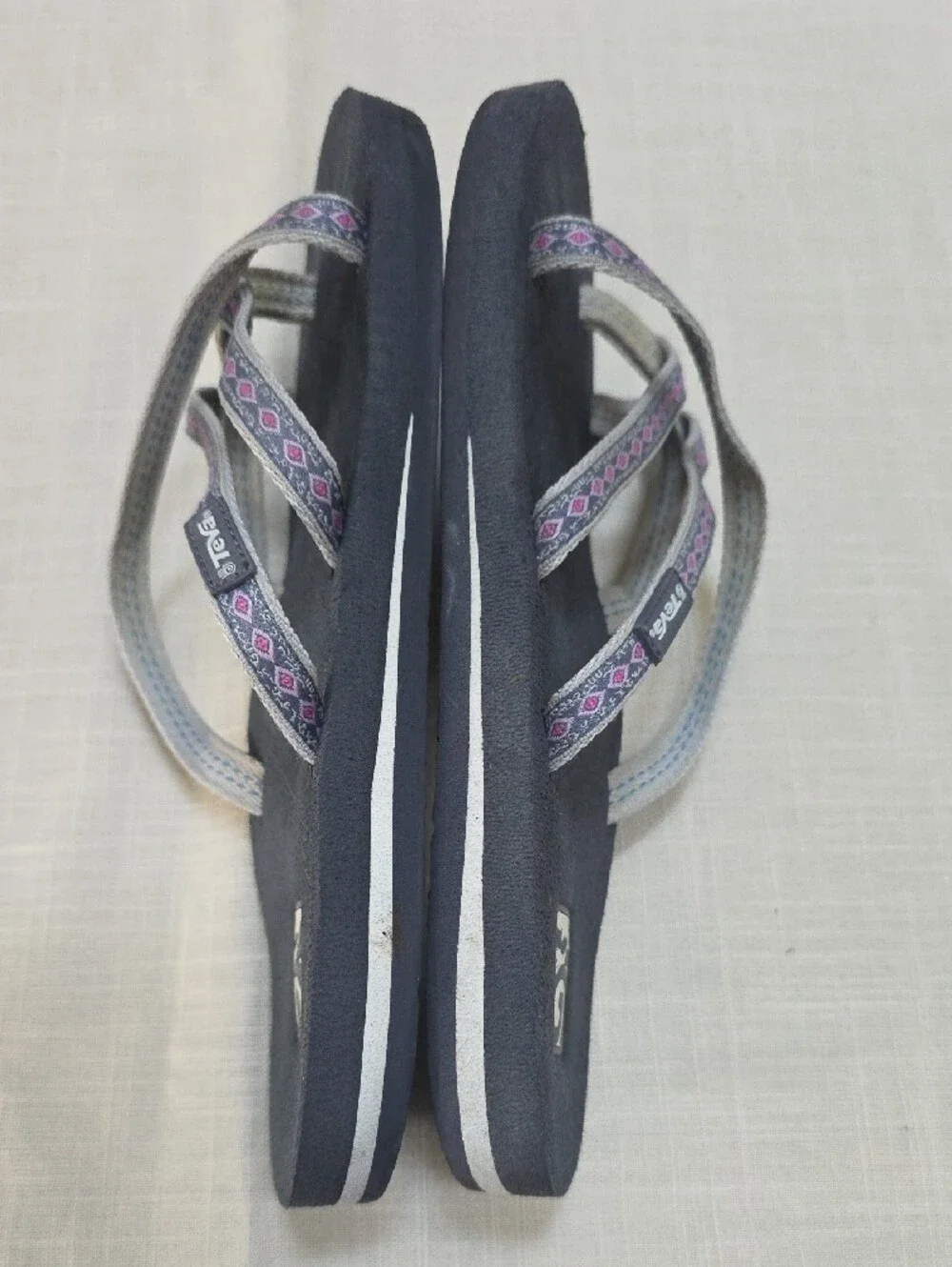 Teva Oloowahu Women's Gray Strappy Sandals with Pink Accent
